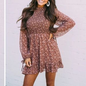Fall Floral Printed Smocked Dress